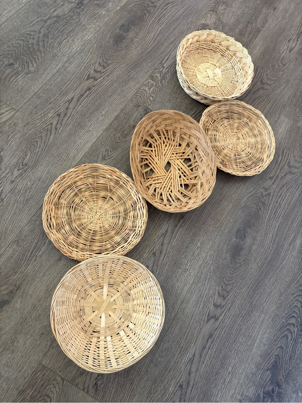 Boho Basket Wall Set of 5 Assorted Wicker Rattan Gallery